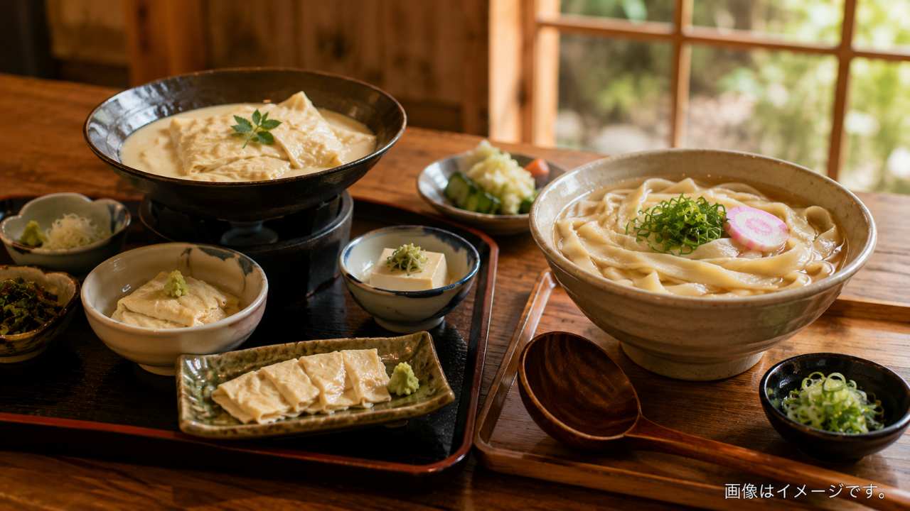 しもつかれや耳うどん、干瓢料理など栃木県の郷土料理が食卓に並ぶ和食の献立